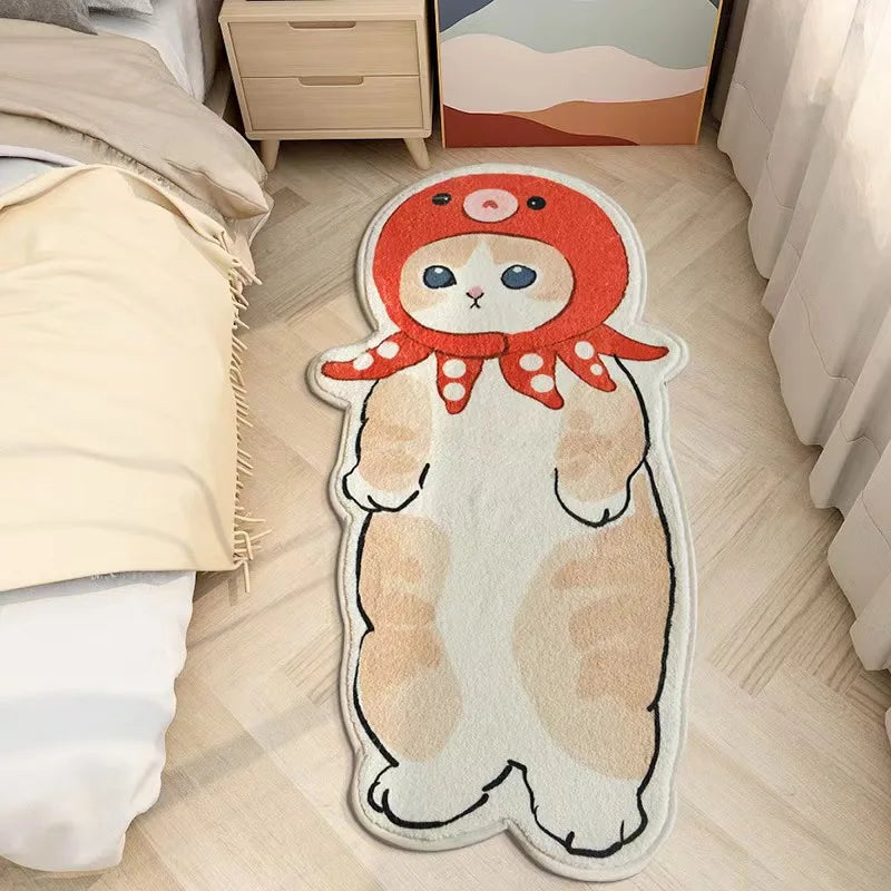 Faux Cashmere Cute Cartoon Pet Carpet Home Bedroom Bedside Decorative Floor Mat Anti-slip Dirty Resistant Machine Washable Rug