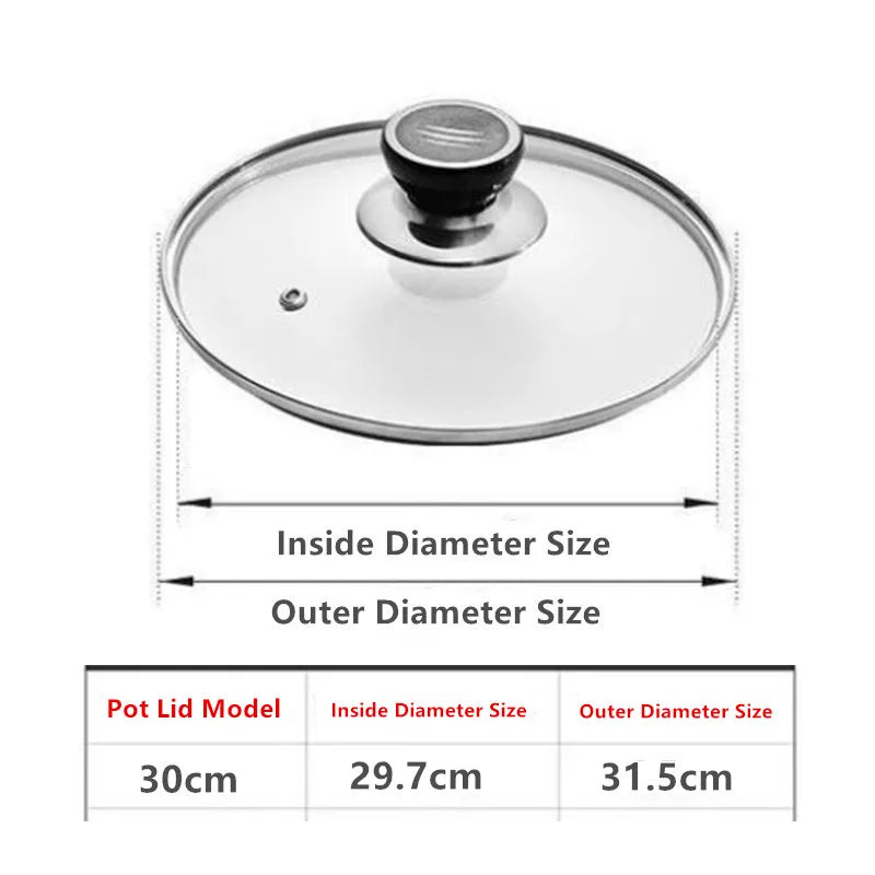 16-32cm Tempered Glass Pot Cover Visible Pot Cover Anti-Scalding Circular Frying Pot Cover Cooking Utensils Kitchen Accessories