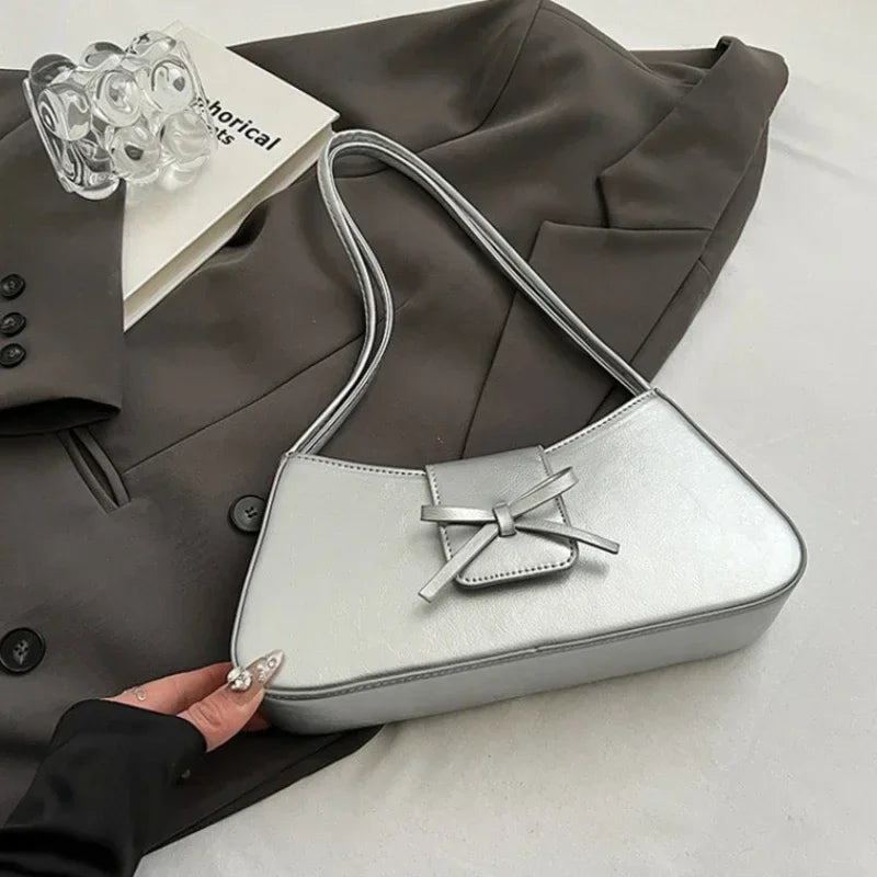 High-Grade Sense Retro Women's Underarm Bag | Spring New PU Leather Lady Commuter Shoulder Bag (Solid Small Handbags for Women)