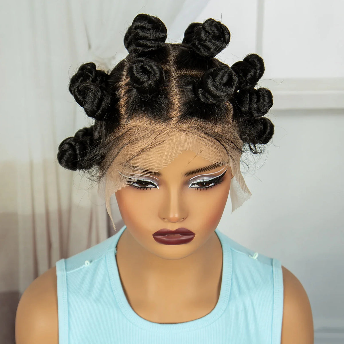 3-in-1 Handmade Bantu Braids Wig | Faux Locs Option | Full Lace | Baby Hair