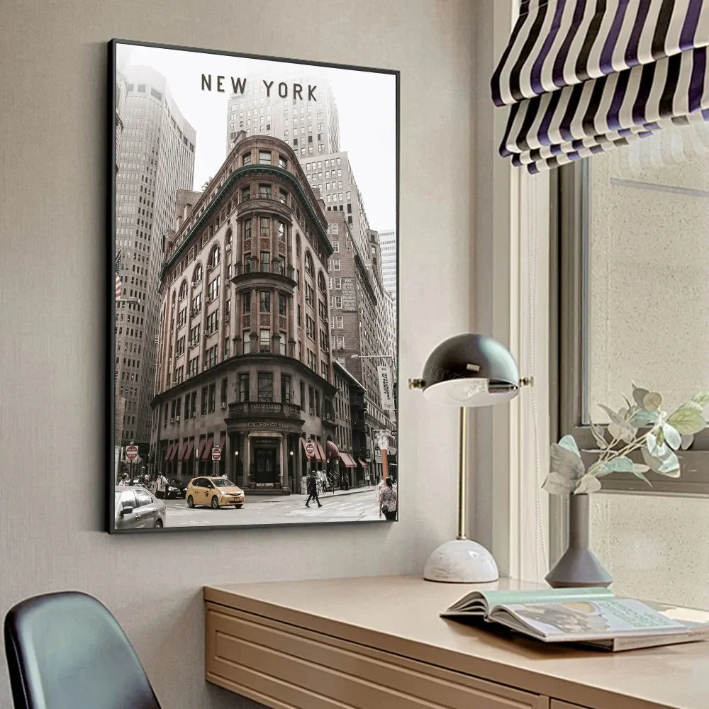 Modern New York City Manhattan Night View Lanscape Art Poste Poster HD Posters Home Room Bar Cafe Decor Art Wall Painting