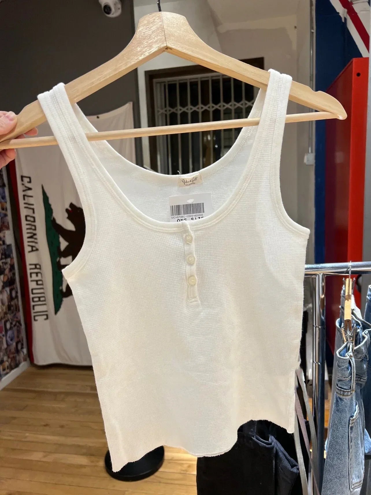 Buttons Waffle Cotton Tank Top Woman Round Neck Sexy Sleeveless Retro Crop Tops  Summer Solid Simple Vintage Y2k Vest Chic