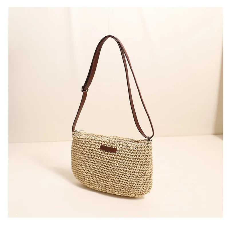 Woven Summer Fashion Straw Bag | High Quality Beach Holiday Crossbody Bag (Large Capacity Shopping Shoulder Handbag for Women)