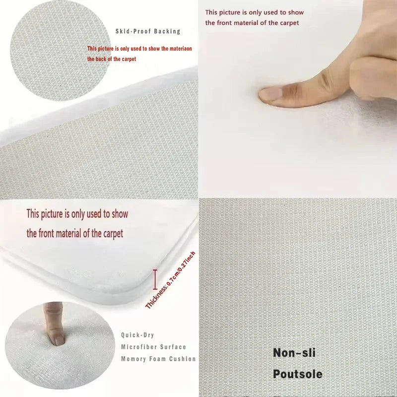 VIKAMA White Sand Gold Marble Pattern Bathroom Mat, Non-Slip Bath Mat for Bathrooms, Showers, and Kitchen Door Mats