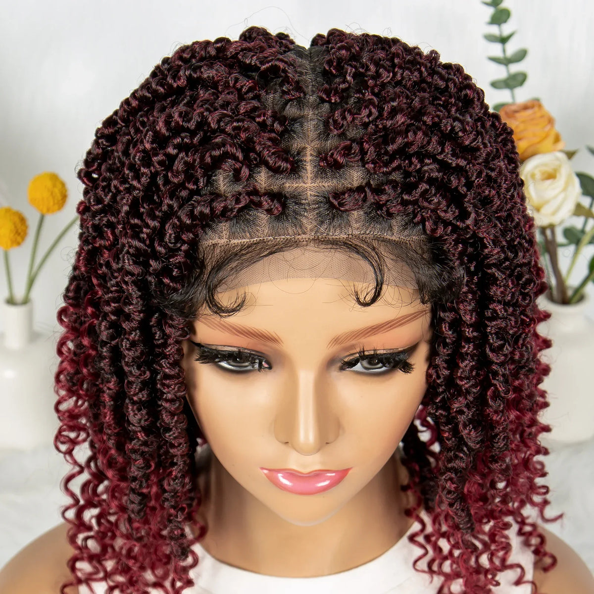 Short Length Box Braided Wig Full Lace Braided Wig Curly Hair With Baby Hair Braiding Wig Twisted Dreadlocks Wig For Women