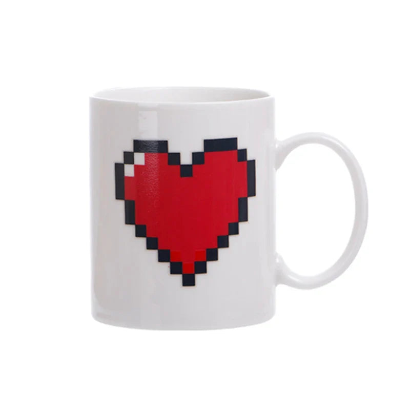 330ML Peach Heart Color-changing Ceramic Cup Novelty Magic Cup Creative Design Coffee Mug Valentine's Day Preferred Gift