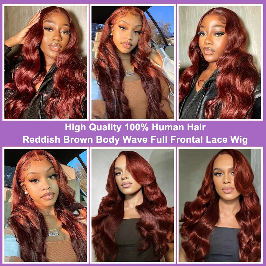 Reddish Brown 13x6 HD Lace Frontal Wig | 250% Density Body Wave