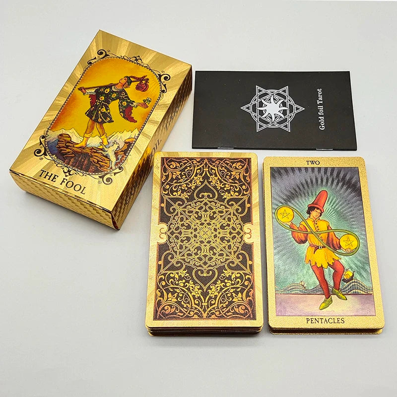 New Version Plastic Tarot Rider Waite Waterproof Gold Foil Tarot Deck With Nice PVC Package Prediction Cards Game