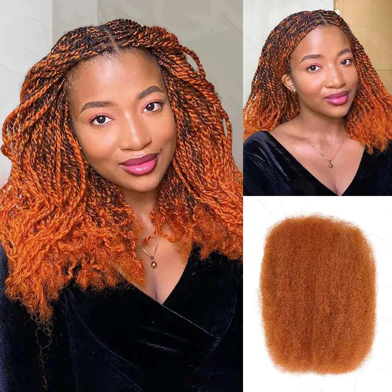 QVR Afro Kinky Curly Bulk Human Hair | No Attachment | Remy Hair | Natural Color | Dreadlock & Braiding Hair