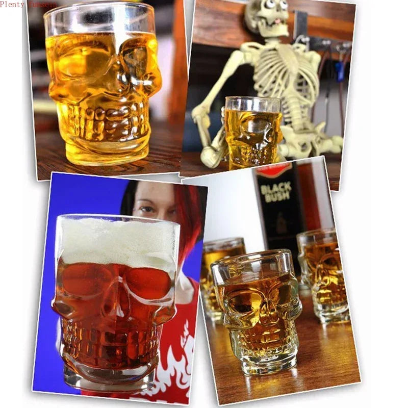 Classcial Pirate Partner Beer Cup 500ml Crystal Glass Creative Skull Face Bone with Handle Drinking Wine Vodka Essential Bar KTV