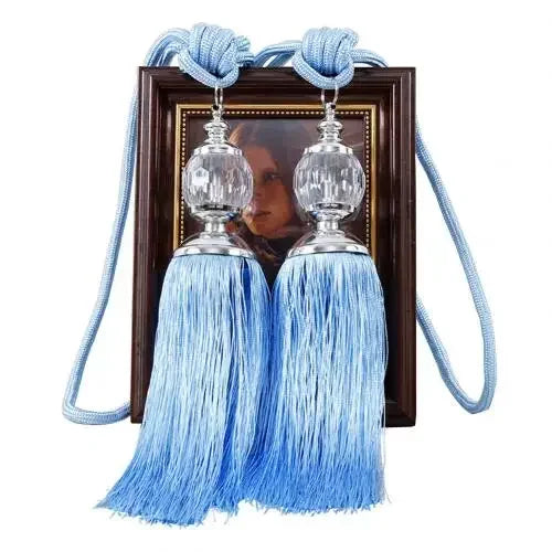 1Pair Tassel Curtain Tieback Crystal Bead Hanging Ball Tie Room Accessories Holder Buckle Rope Bandage Holdback Window Shade