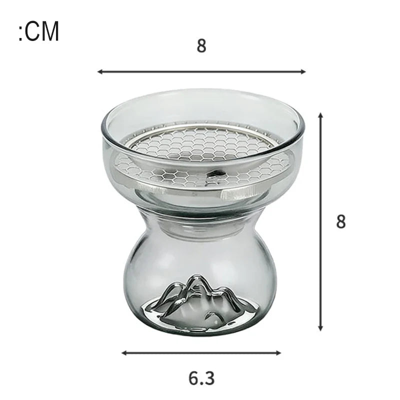 Glass Incense Burner Mountain Incense Holder for Coil Incense and Cone Incense with Glass Ash Catcher for Meditation Yoga Spa