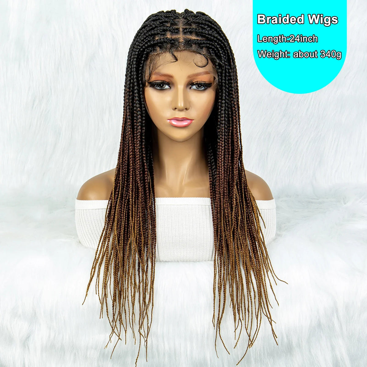 Colorful Knotless Box Braids Wig | Full Lace Front with Baby Hair