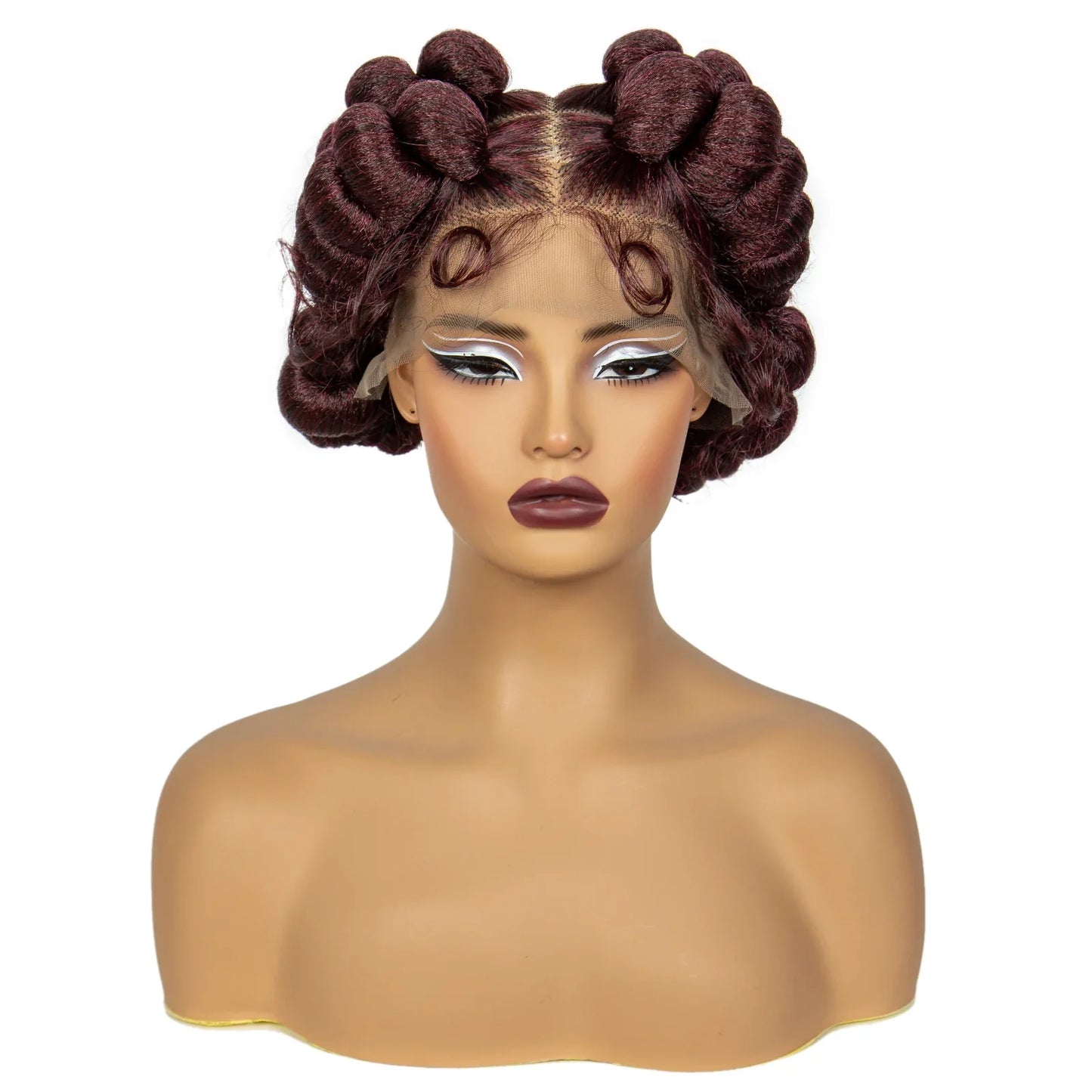 Ginger Orange Bantu Knotless Braids Wig | Full Lace | Short Bob | 350#