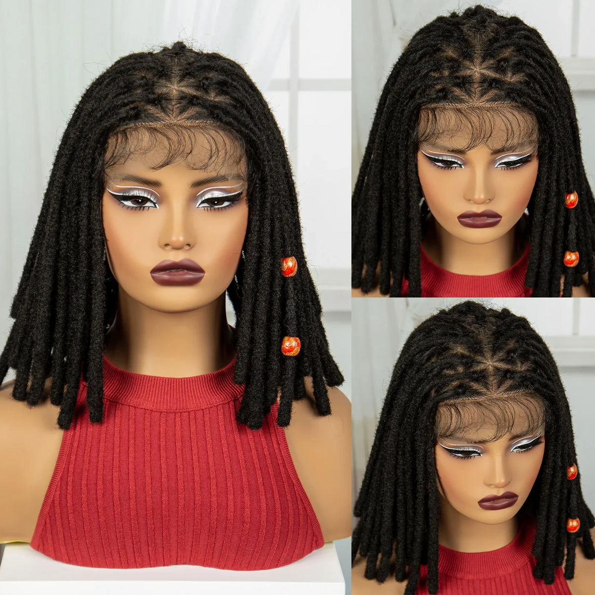 Red Faux Locs & Knotless Braids Wig | Full Lace | Baby Hair | Dreadlock Style