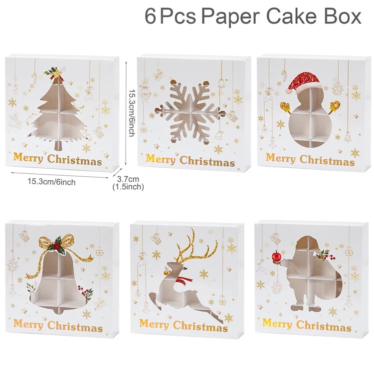 Christmas Cookie Box Candy Packaging Box Merry Christmas Decoration For Home 2025 Navidad Noel Xmas Tree Ornament Decor New Year
