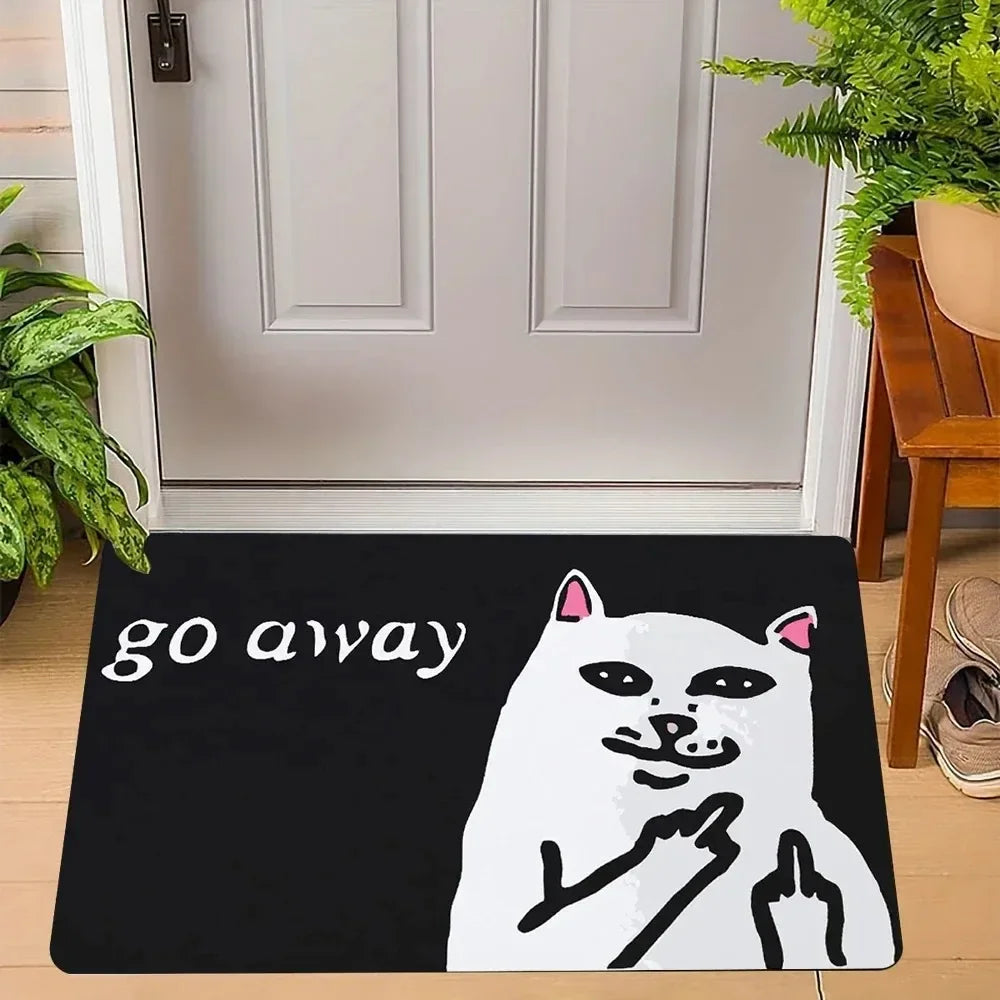 Go Away Doormat Weird Cat Rug Non-Slip All-Weather Carpet  Humorous Welcome Mat for Indoor Outdoor Entryway Home Decor  Carpet