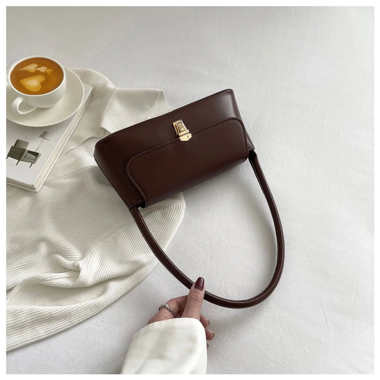 Women's Shoulder Bag Handbag | Retro Underarm Bag & Fashion Simple Solid Color New Hand Shoulder Bag