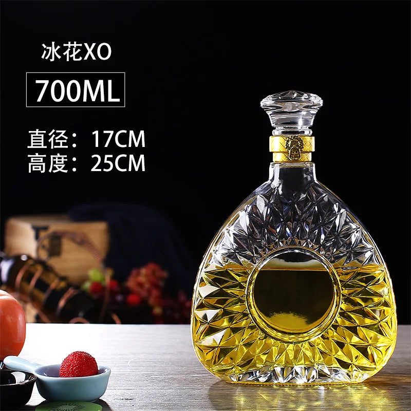 Novelty Design Multi Styles Barware Wine Glass Bottle 250-1000ml Lead-free Glass Whiskey Decanters for Liquor Scotch Bourbon