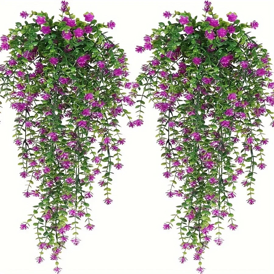 3pcs, Artificial Hanging Plants Fake Hanging Plant Faux Eucalyptus Leaf Greenery Vine Outdoor UV Resistant Plastic Plants