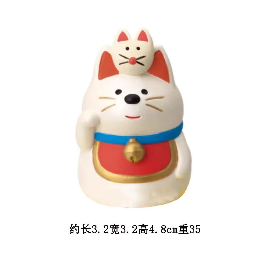 Japanese Style ZAKKA Cat Crafts Small Ornaments for Chinese New Year Snake Year Trend Bonsai Food and Decorative Resin Figurines