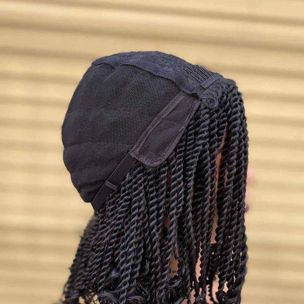 Ombre Red Box Braided Bob Wig | Short Crochet Braids | Kinky Twist Style | Heat Resistant Synthetic Hair | African Braiding Wig