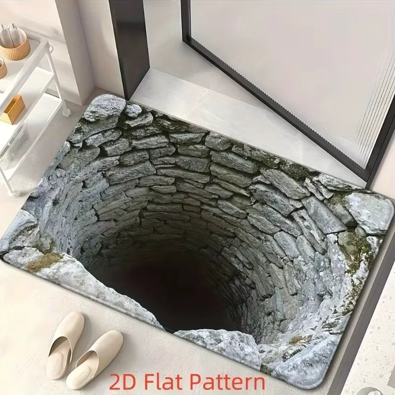 VIKAMA 2D Optical Illusion Endless Cave Design Doormat Rug For Bedroom Carpet For Live Room Floor Mat Welcome Mat Home Decor