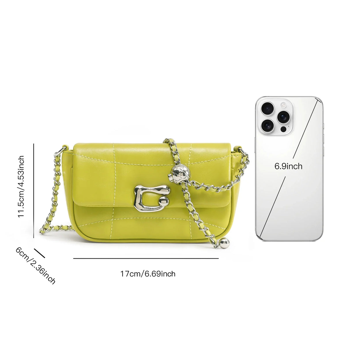 Genuine Leather Crossbody Bag | Luxury Brand Shoulder Bag with Chain Strap & Unique Design Quilted Handbag