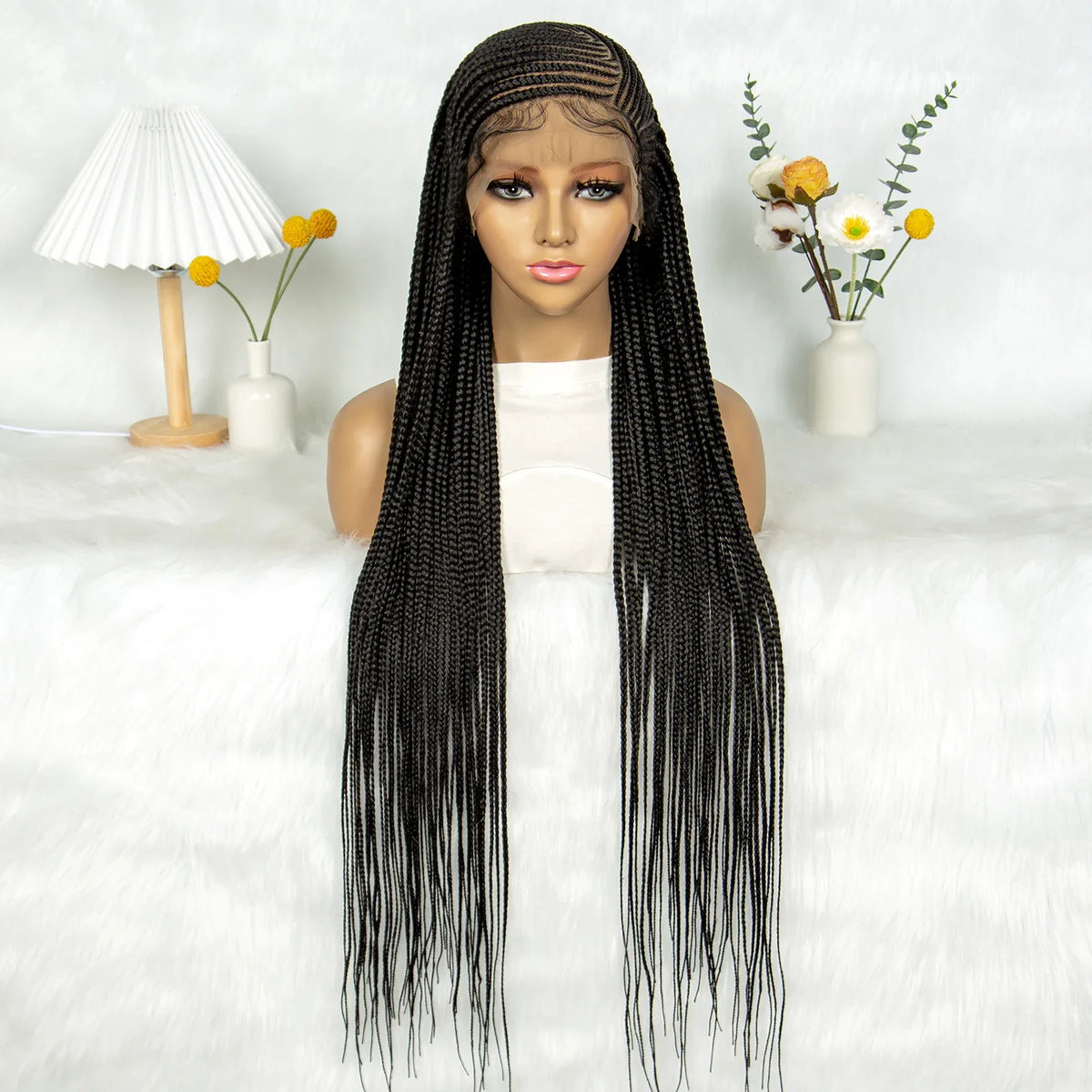 Goddess Bohemian Knotless Braids Wig | Full Lace Front | Cornrow Accents