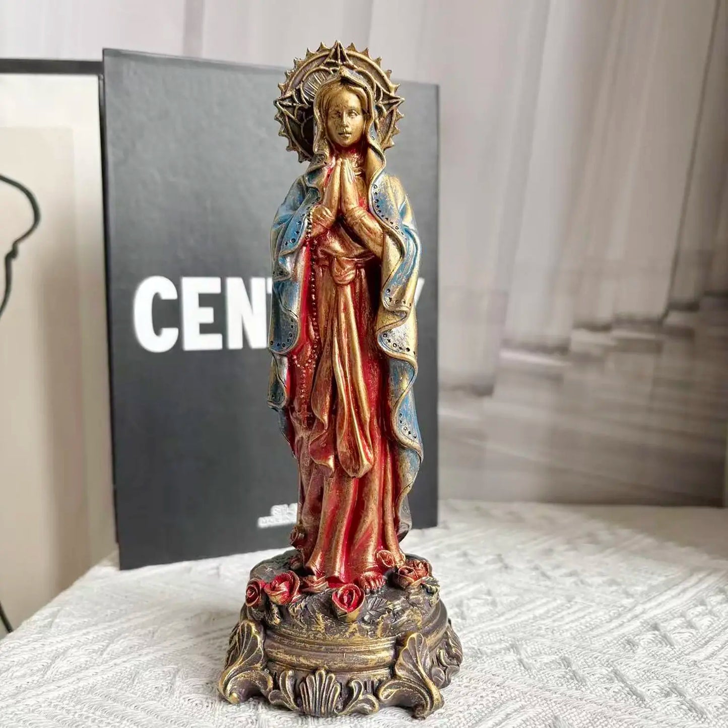 Virgin Mary Blessing Statue, Hand-Painted Resin Figurine, Prayer Altar Decor, Holy Religious Art, Christian Gift for Home Church