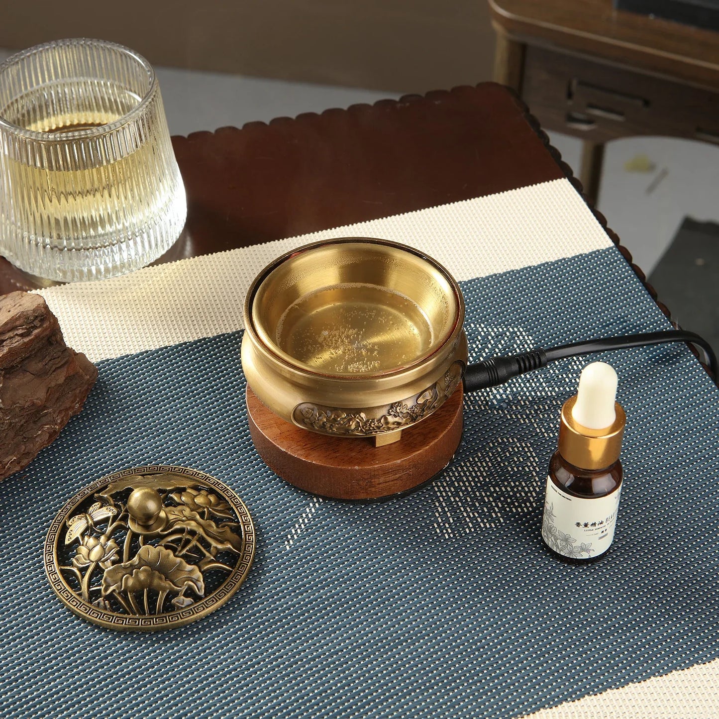 220V Electronic Incense Burner Bronze Essential Oil Burner Timing Adjustable Temperature Sandalwood Agarwood Incense Burner