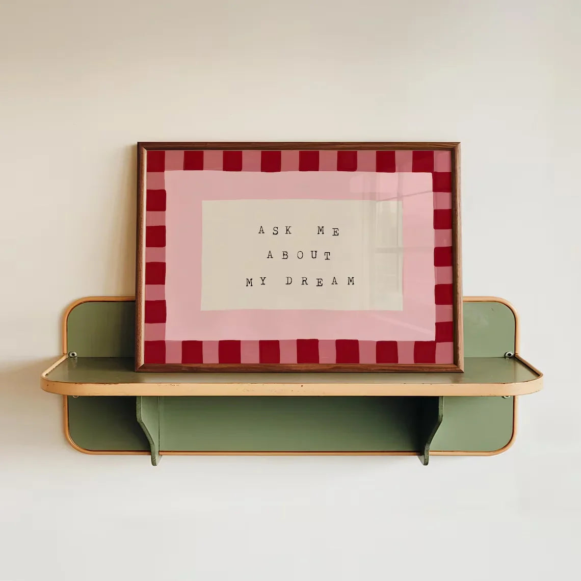 Retro Bedroom Wall Art, Checkered Wall Art, Mid Century Bedroom Print, Bedroom Prints, Ask Me About My Dream Print, Wall Art For