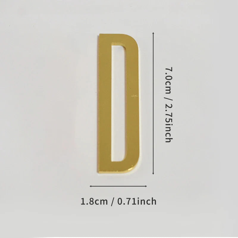 Golden Self Adhesive House Number Metal English Alphabet Letters for Apartment Room Door Plate Table Mailbox Number Stickers 7cm