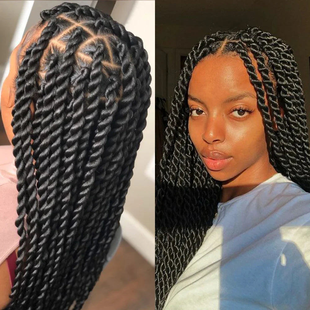 Real Shot High-Quality Twisted & Faux Locs Braided Wig | Transparent Full Lace Goddess Braids | Synthetic Hair for Black Women