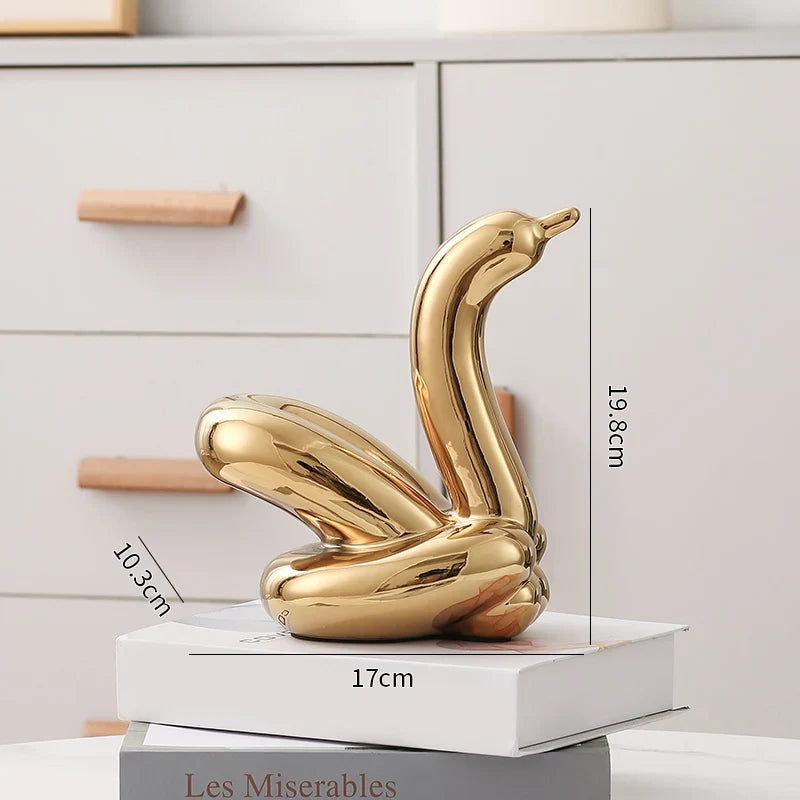 Nordic Ceramic Swan Sculpture Animal Decorative Figurine Home Decor Room Accessory Swans Decorative Item