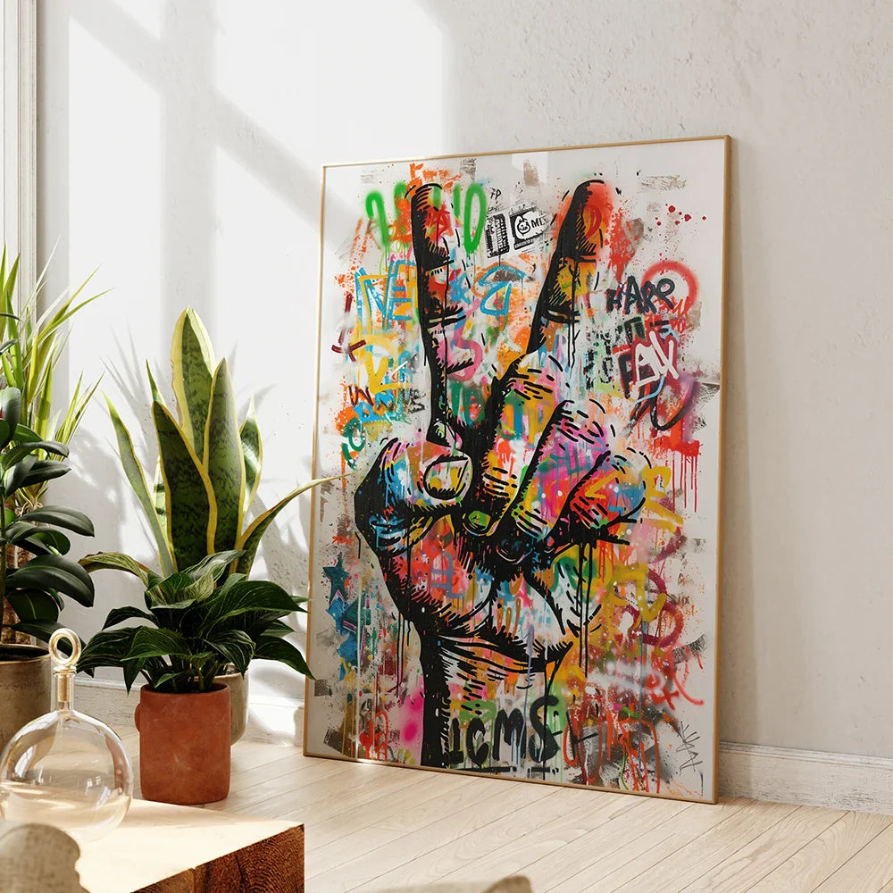 Modern Pop Art Street Graffiti Abstract Yes Gesture Wall Art Canvas Painting Posters For Living Room Bedroom Home Decor