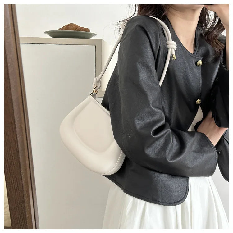 Soft PU Leather Ladies Crossbody Bag | Women's Purple Underarm Bag & Retro Solid Color Handbag (Fashion Design Girl Small Shoulder Bag)