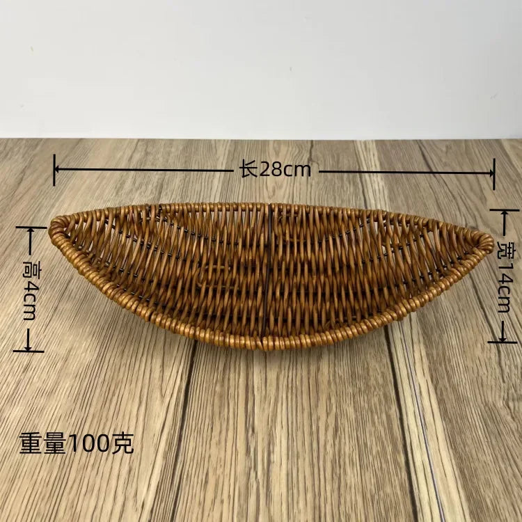 Imitation Rattan Fruit Basket Sundry Storage Basket Hand-Woven Storage Box Home Storage Supplies Tabletop Display Rattan Basket