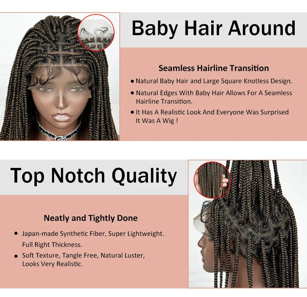 Knotless Cornrow Box Braids Full Lace Wig | Baby Hair | Clearance Sale | Black Women