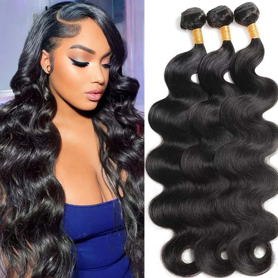 Indian Body Wave Human Hair Bundles | Remy Weave Extensions (8-36 Inch, 1/3/4 Pcs)