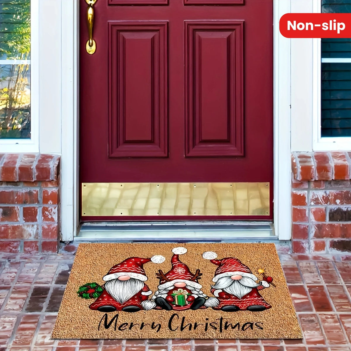 VIKAMA 1pc Three Santa Claus Doormats Festive Floor Mat Living Room Rug For Bedroom Welcome Mat Outdoor Rug Christmas Rug