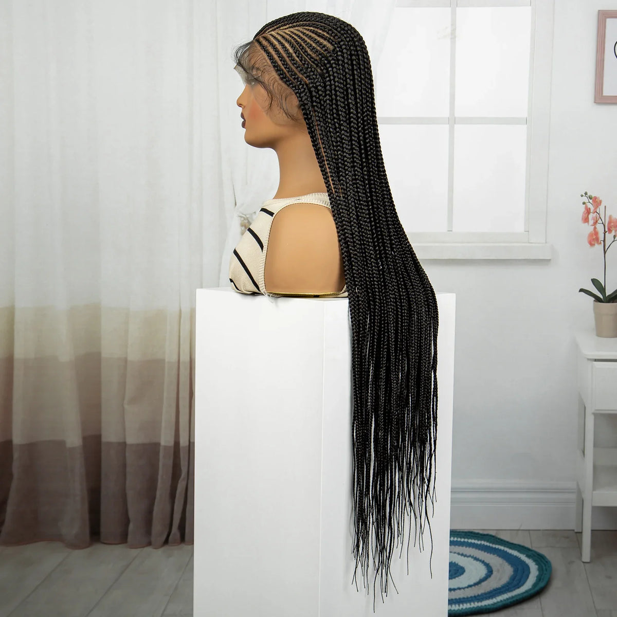 36" Natural Cornrow Knotless Braids Wig | Full Lace | Baby Hair