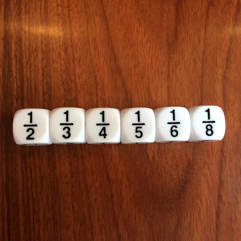 10 PCS/Set White/Green/Red Fractional Number Funny Dice Education Game Accessory  16*16 mm