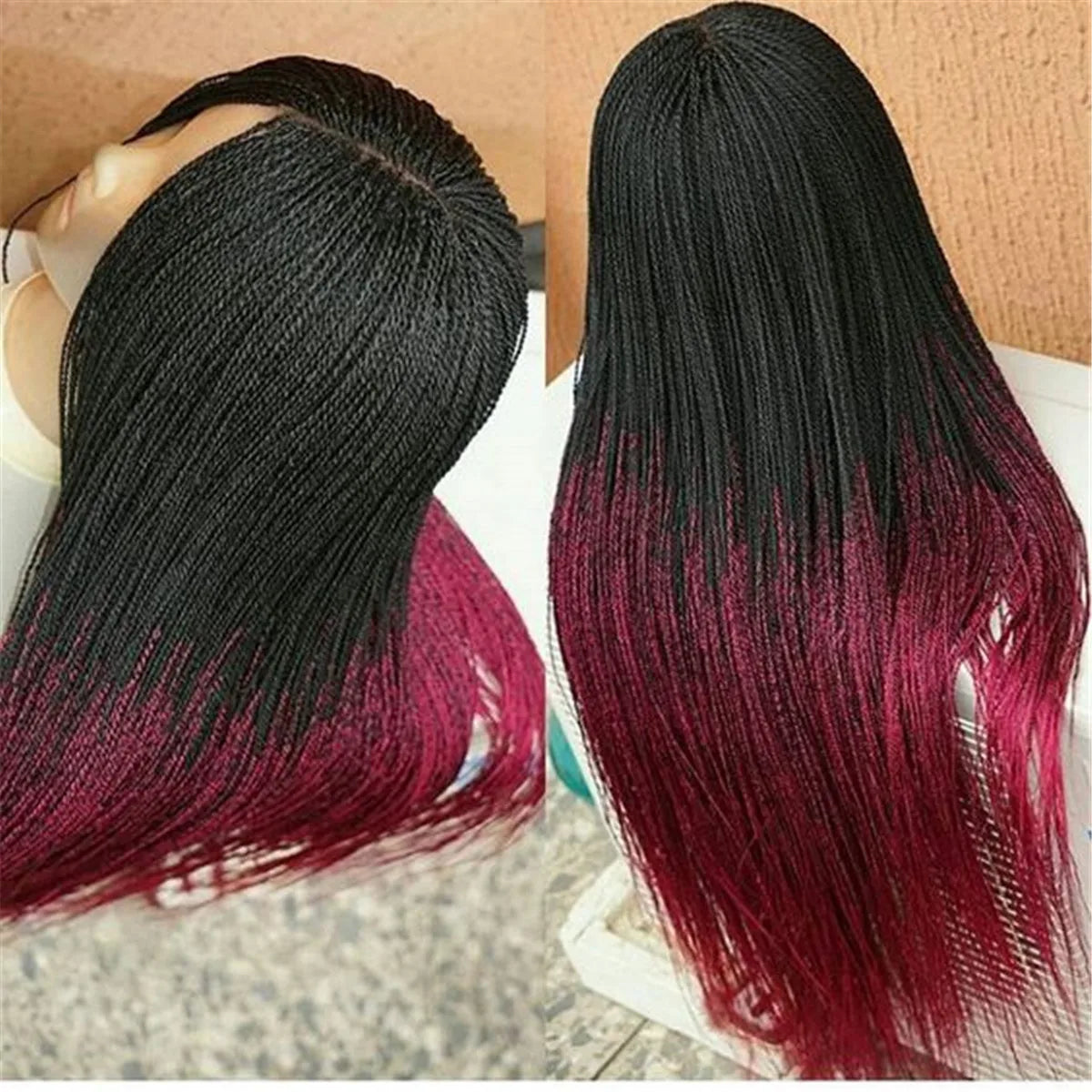Million Twist Braided Lace Front Wig | Micro Braids Wig | Kanekalon High Heat Fiber | Black Women