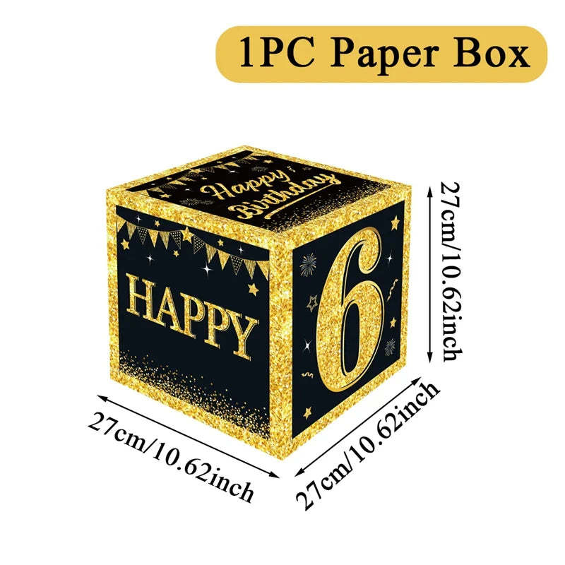 Black and Gold 18th 30th Birthday Box Birthday Party Decorations for Home Birthday Box Happy BIrthday Baby Shower Party Supplies