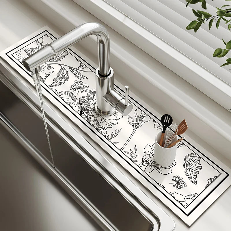 Sink Faucet Mat Kitchen Mat Drainage Mat Absorbent Table Mat Diatom Mud Bathroom Non-Slip Mat Waterproof Countertop Protection