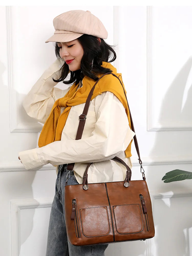 Women's Fashion Classical Style Crossbody Handbag | Retro PU Leather Shoulder Bag & Purse (Casual, Daily Use)