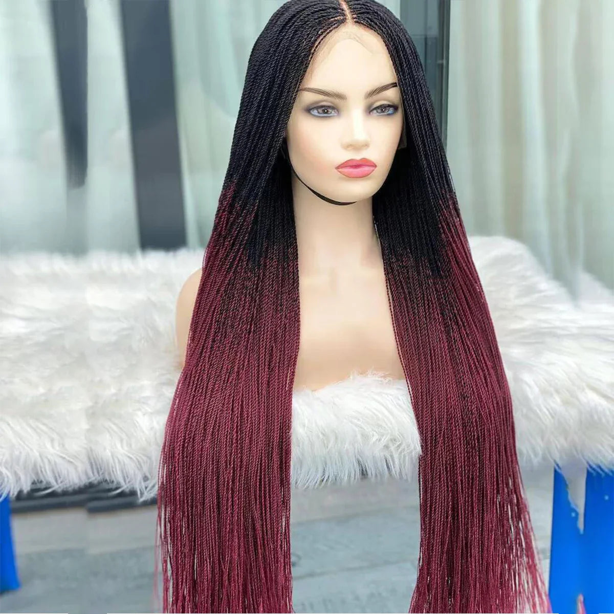 Million Twist Braided Lace Front Wig | Micro Braids Wig | Kanekalon High Heat Fiber | Black Women