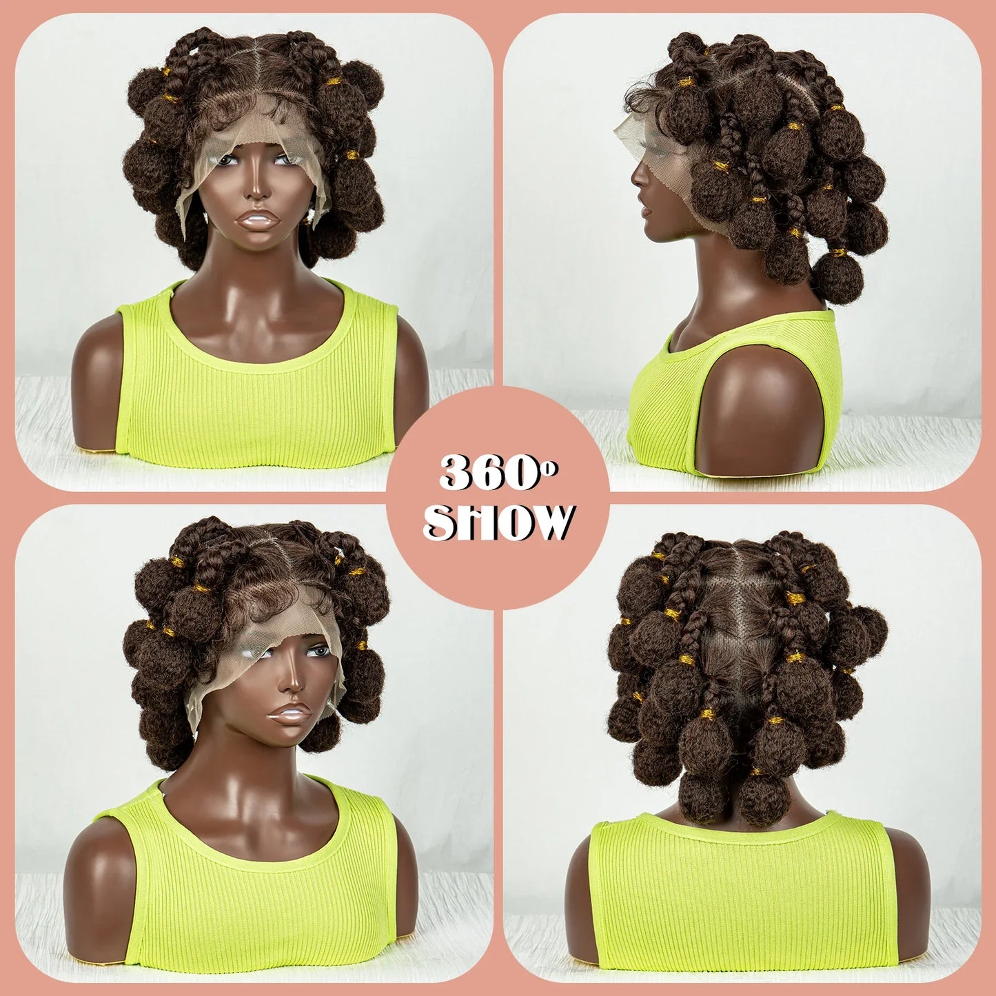 Burgundy Bantu Braids Wig | Handmade Full Lace | Baby Hair