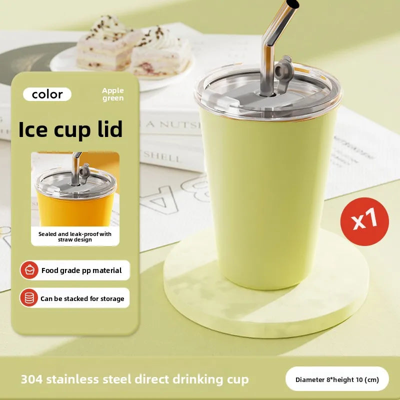 304 Stainless Steel lce cup 6 Color Options Coffee cup Leak - Proof Double use Direct Drink & Straw  Food Grade Stackable
